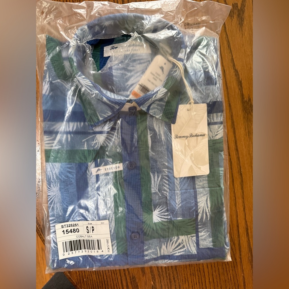 NWT  TOMMY Bahama Cobalt  SUN Shirt Size S  $128